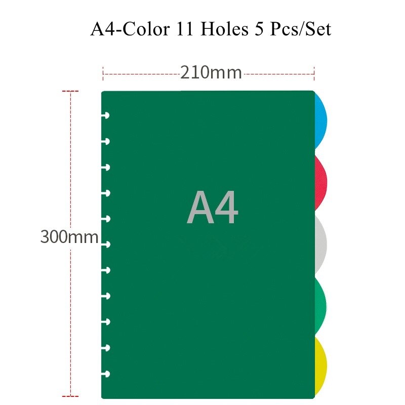 Separadores de índice coloridos de agujeros de seta A4/A5/B6, divisores de revistas, accesorios para cuadernos: A4-Colorful
