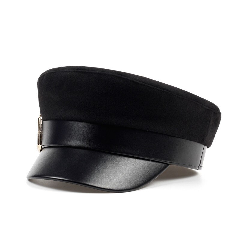 Kvinder mænd baret kasket unisex vinter varme hatte kvindelige baretter street style fede hatte til: Sort