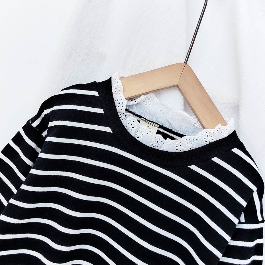 Blusa para niñas blusas con estampado a rayas para niñas camisas de retales para Niñas Ropa de primavera otoño para niñas