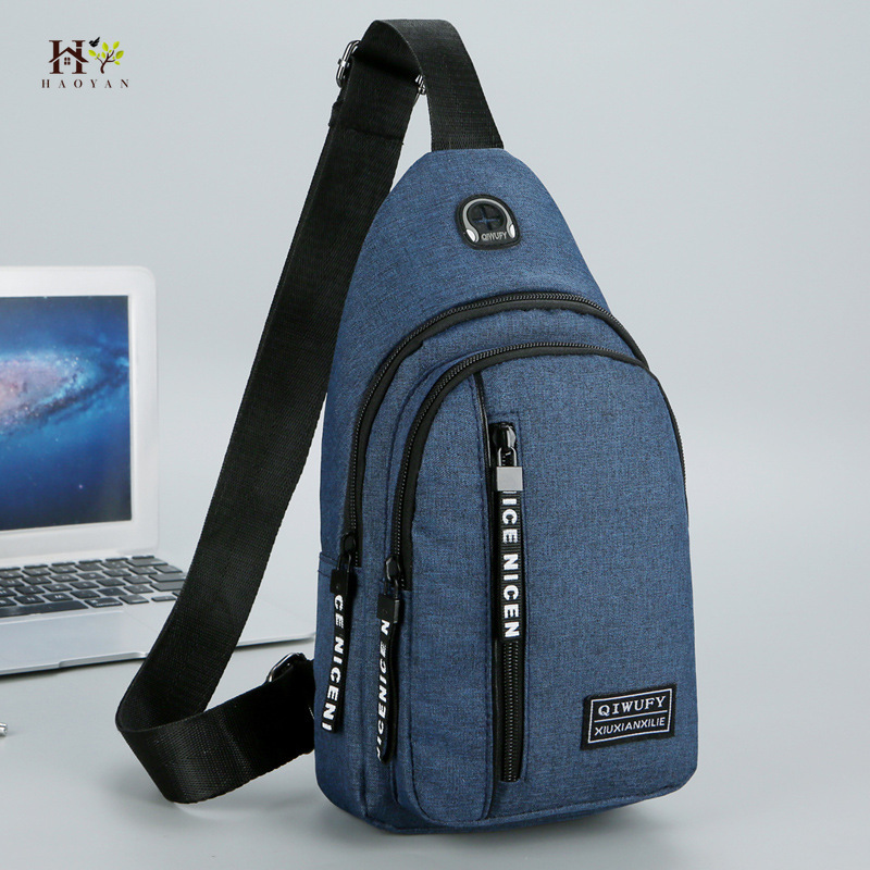 Brystveske herre messenger bag canvas skulder bag hodetelefon hull messenger bag skole kort reiseveske