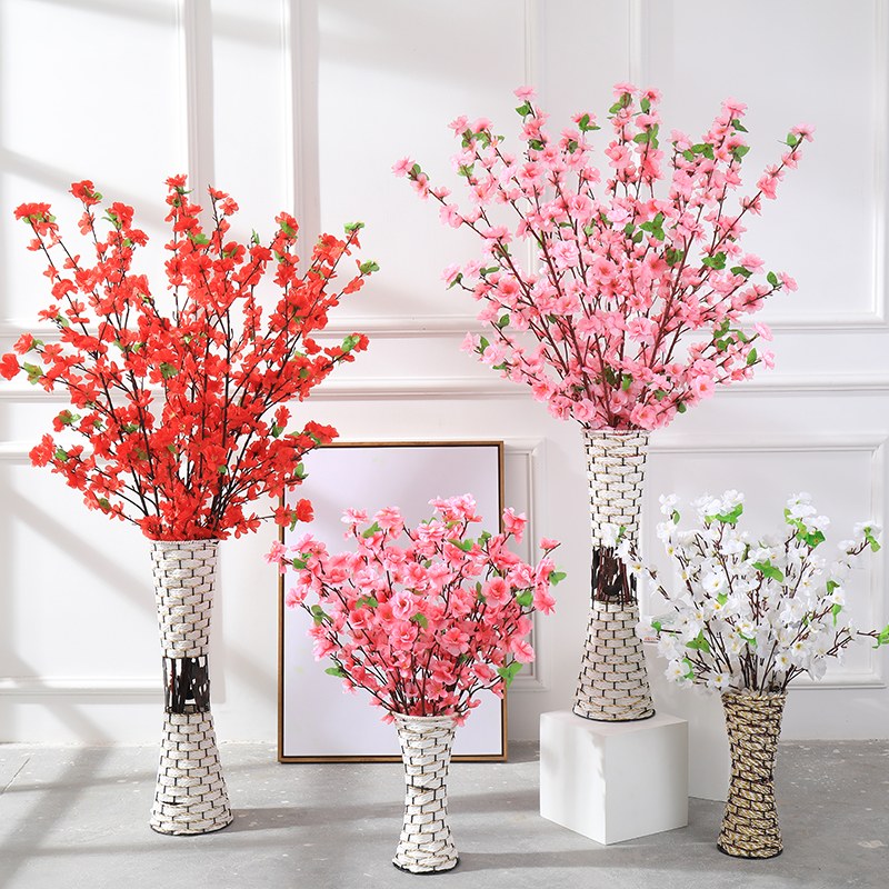 10Pcs Artificial Peach Flower Branch High Simulation Non-woven Fabrics Low Price Wedding Decoration Love Party Accessories