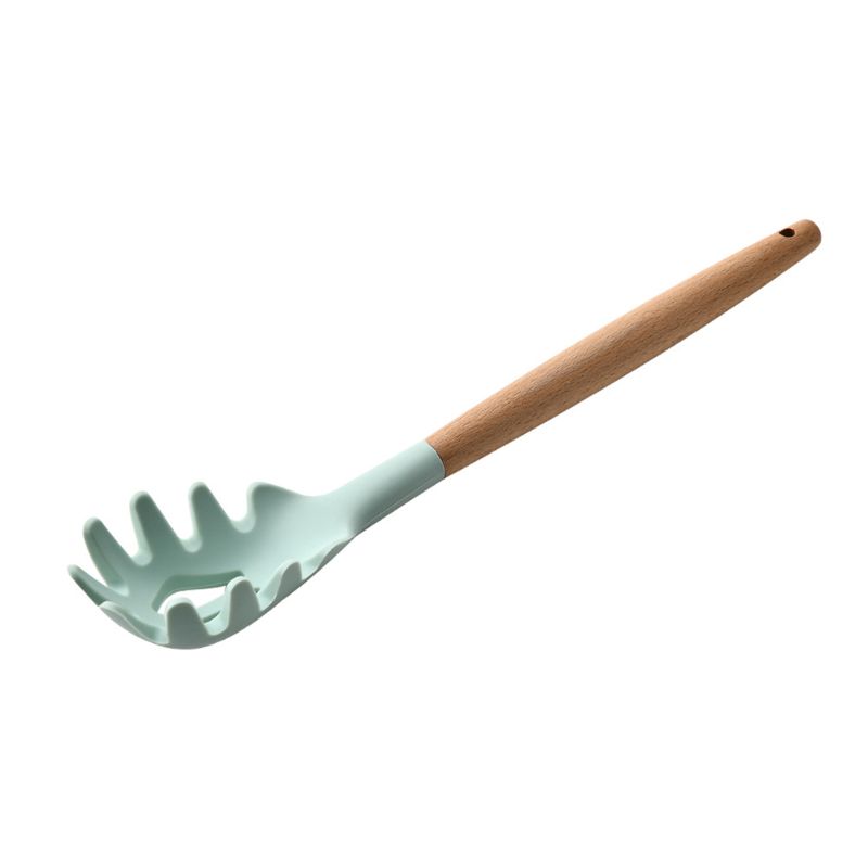 Non-toxic Silicone Kitchen Cooking Utensils Set Natural Wooden Handle Cooking Tools Turner Tongs Spatula Spoon for Nonstick Cook