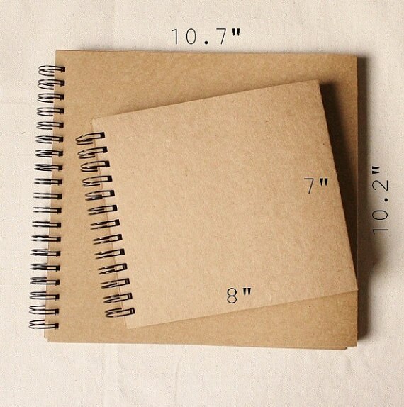 98 pages Wedding Guestbook // Kraft Scrapbook Album // Spiral Bound Photo Album