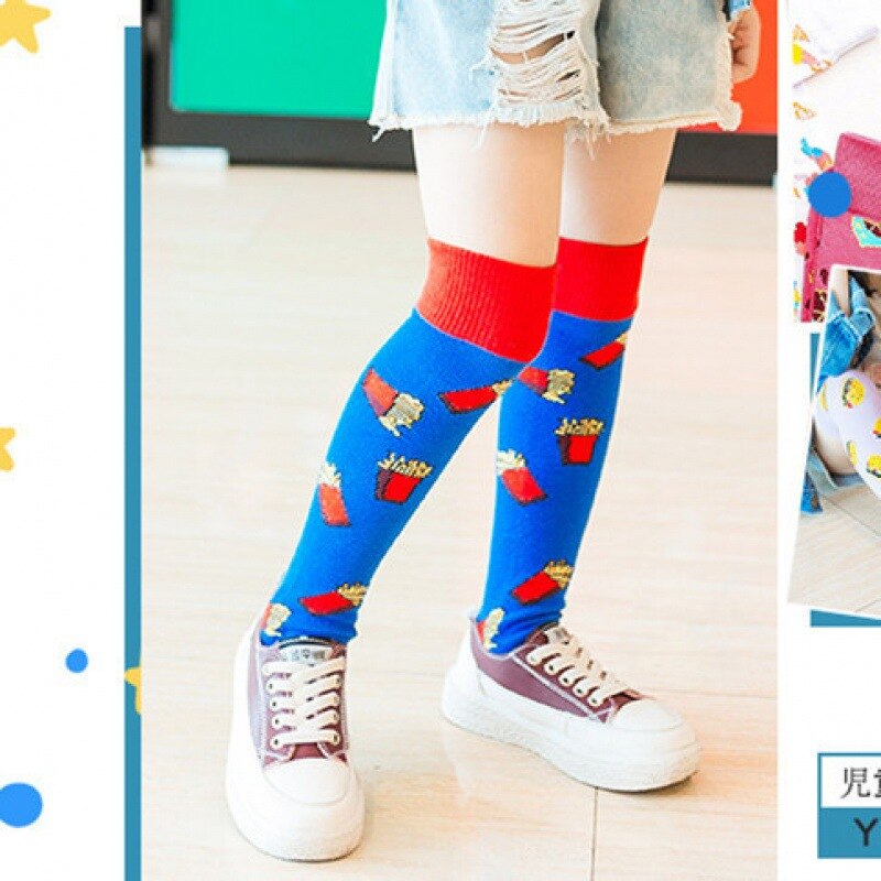 Mädchen Socken 2-12 Jahre Alt Baumwolle Knie Hohe Socken Schöne Lange kinder Knie Socken Kinder Mädchen Todder baby Socken: Blue