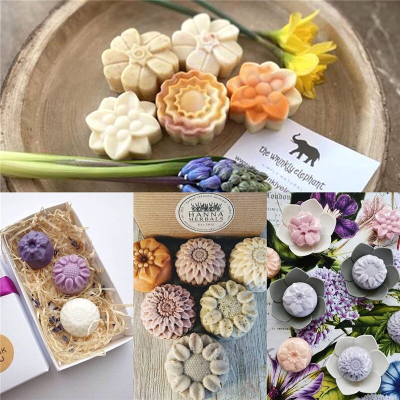 3D Handmade Silicone Soap Molds Bee Honeycomb Chocolate Biscuit Ice Cube Silicone Mold Tools DIY Flower Shape Soap Resin Crafts