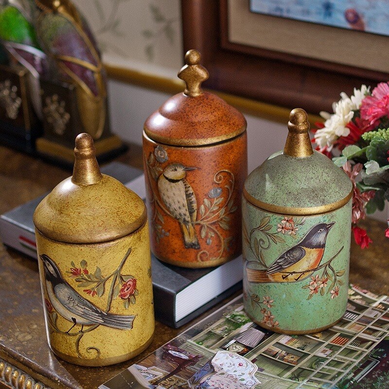 Vintage céramique cuisine bidon pots bouteilles de stockage rétro thé bonbons étain Pot à sucre organisateur peint Pot de stockage boîtes de cuisson