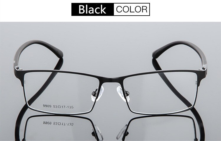 montura para gafas de hombre friki prescripción óptica por ordenador miopía lente transparente montura para gafas de hombre 9909: Black