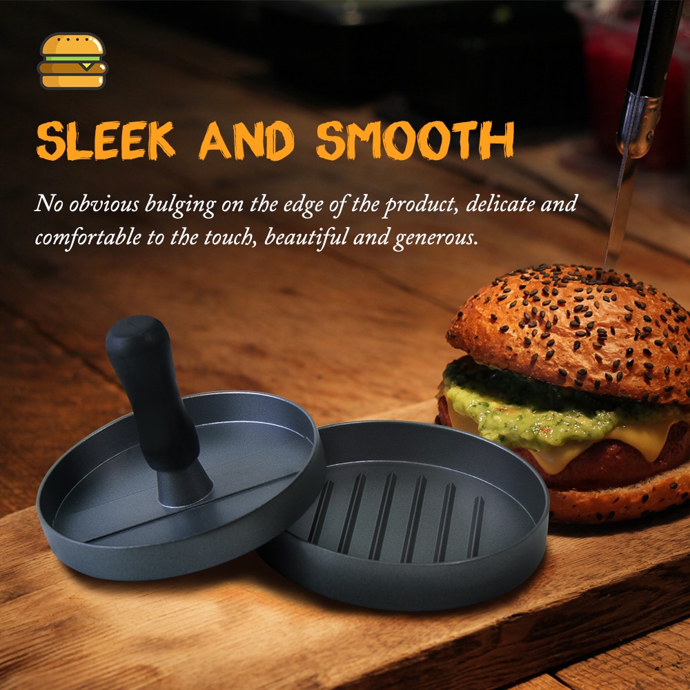 Damask Aluminum alloy Meat Press Round Shape Hamburger Meat Press Non-stick Patty Maker Mold Mould Kitchen Tool