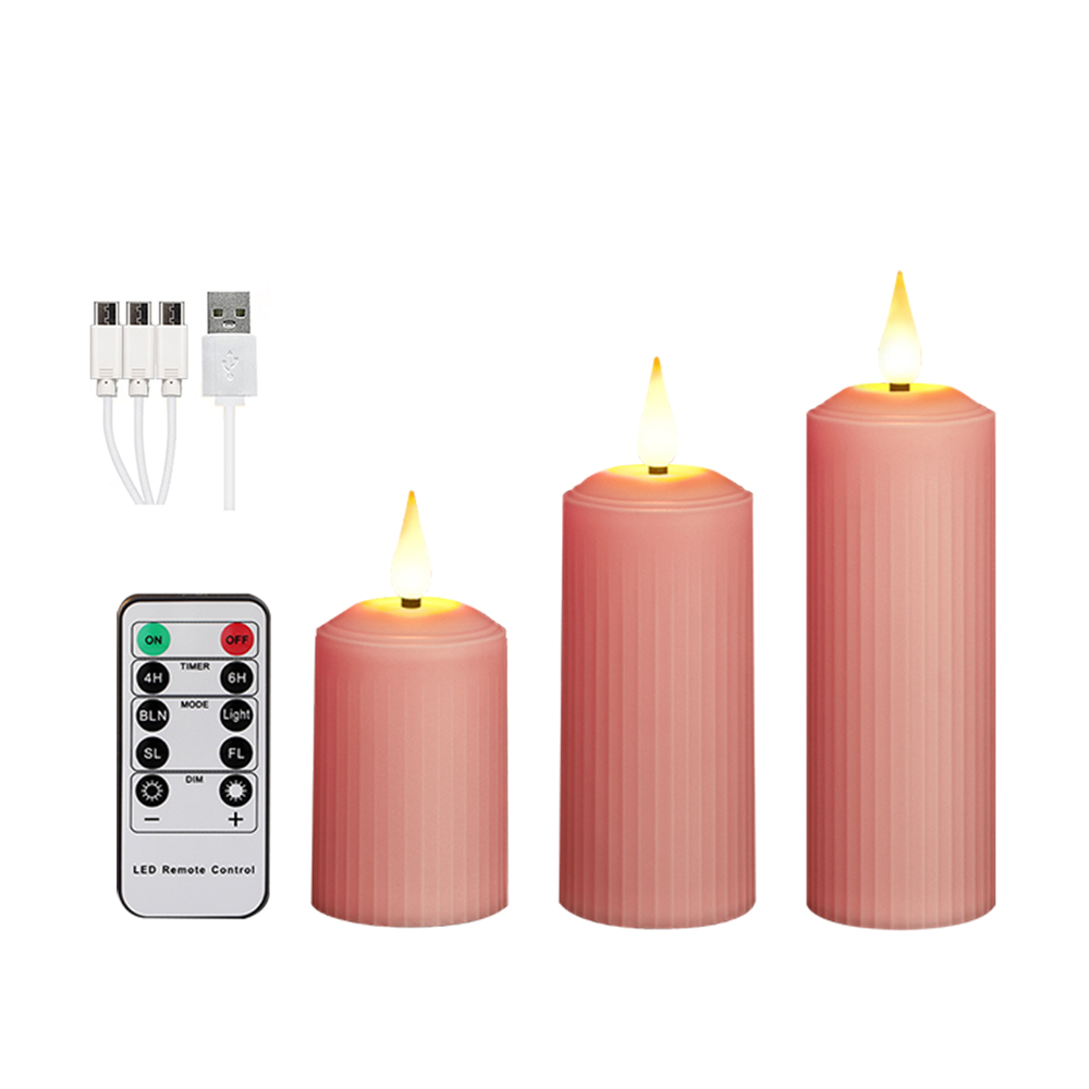 Velas Led recargables por Usb, llama parpadeante con Control remoto, luz impermeable, velas de boda, lámpara de vela de decoración del hogar: Azul oscuro