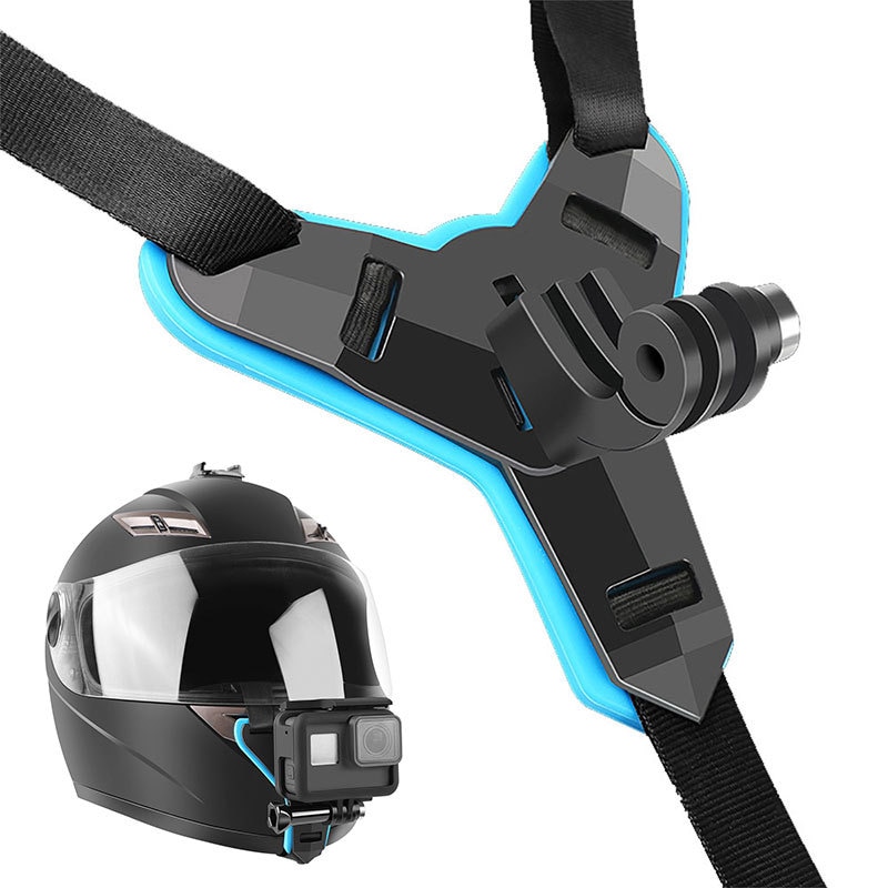 Motorhelm Chin Fxed Beugel Sport Camera Rijden Accessoires Voor Gopro Hero7/6/5/4 Wordt Geleverd met J gesp Zwart + Blauw