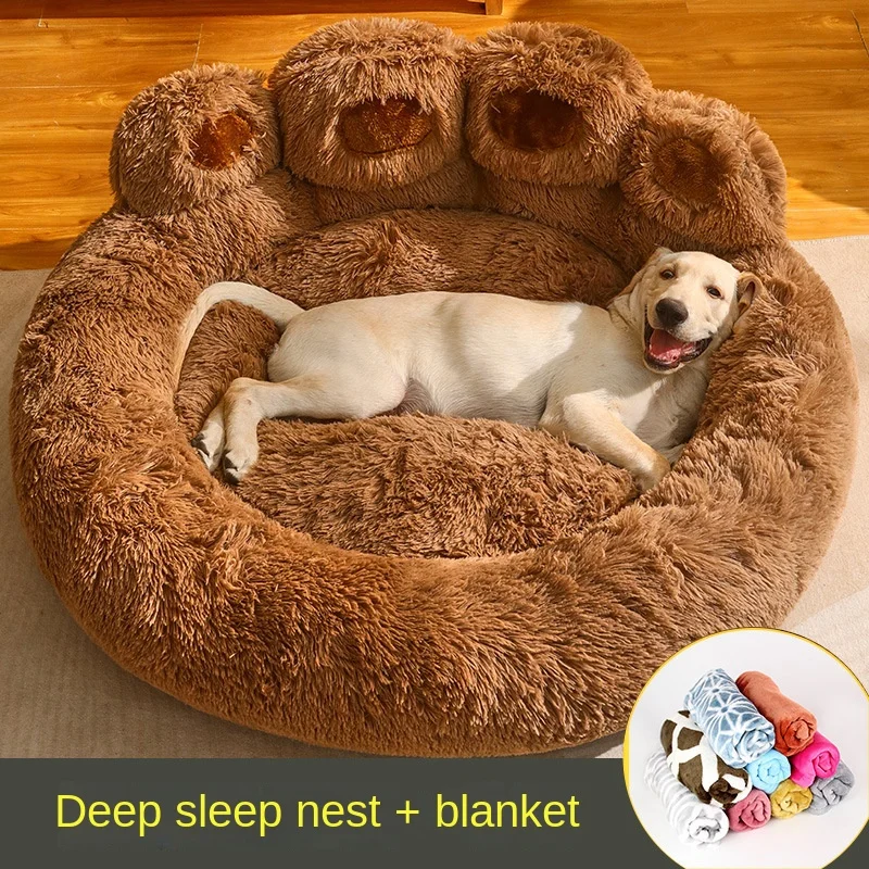 Polymères de chenil en peluche pour chiens, coussin de couchage pour grands chiens, coussin de caisse pour un sommeil profond, fournitures pour animaux de compagnie, accent d'hiver: XL / WHITE