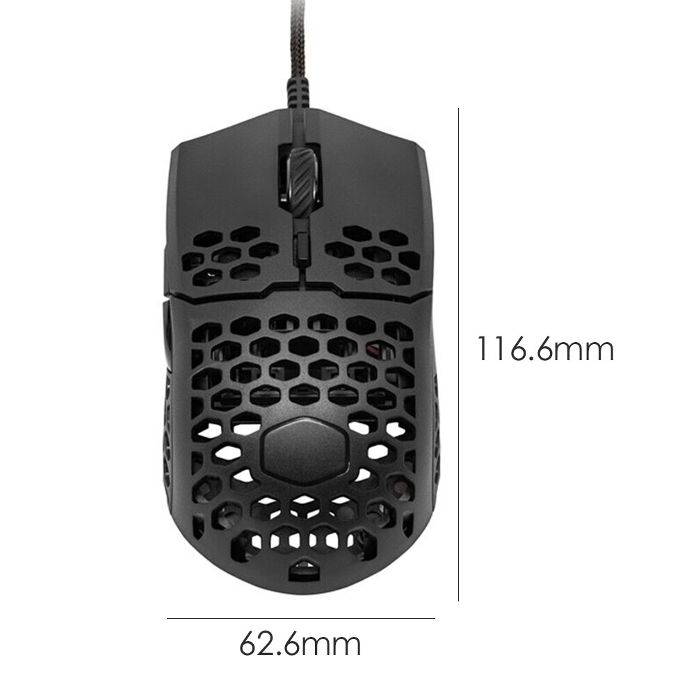 Cooler Master MM710 53G Gaming Mouse Pixart PMW 3389 16000 DPI Optical Sensor Lightweight Honeycomb Shell Weave Cable White: Black