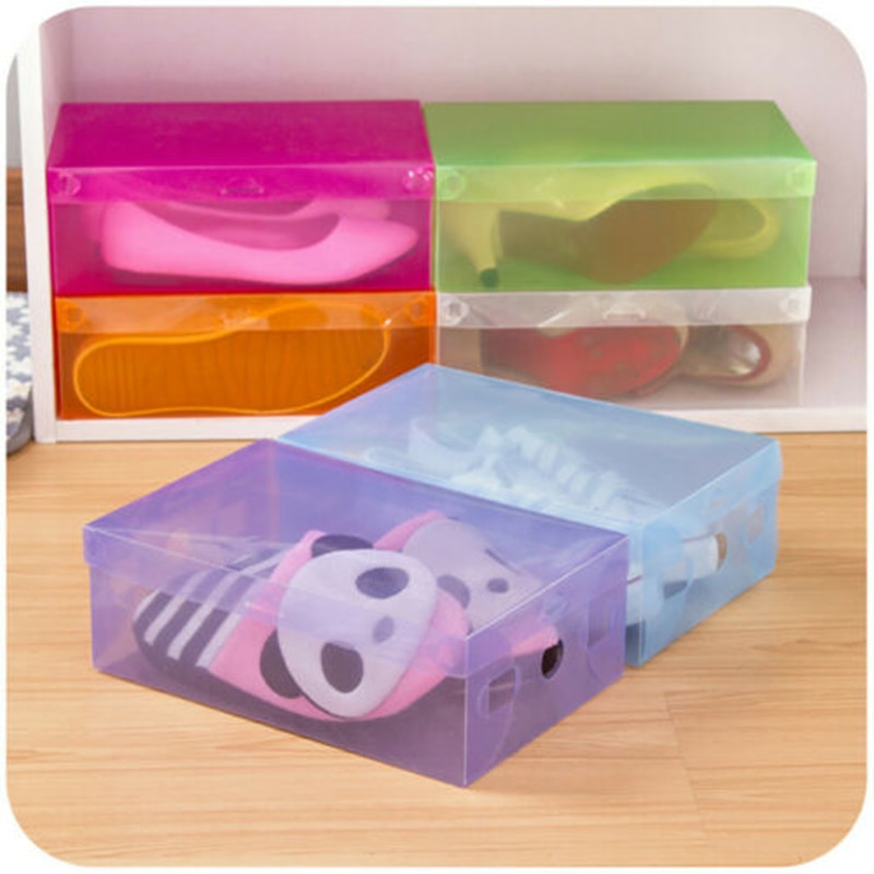 10 Uds. Caja organizadora de zapatos transparente caja de almacenamiento a prueba de polvo armario de zapatos superpuesto Clamshell organizador de zapatos Zapatero PVC