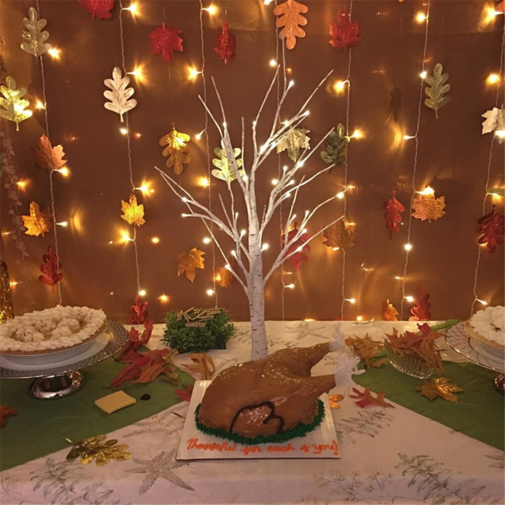 60cm Easter Tree With 24 LED Lights White Light Up Mini Twig Tree Lamp Decorations for Hanging Easter Eggs Hang Ornaments