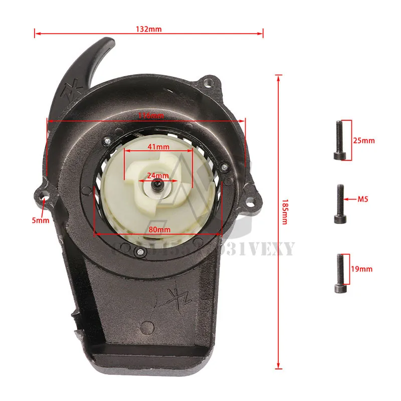 Aluminium Minimoto Easy Recoil Pull Starter für 2-Takt 47cc 49cc Motor Pocket Bike Mini Moto Dirt Bike Kinder ATV Quad