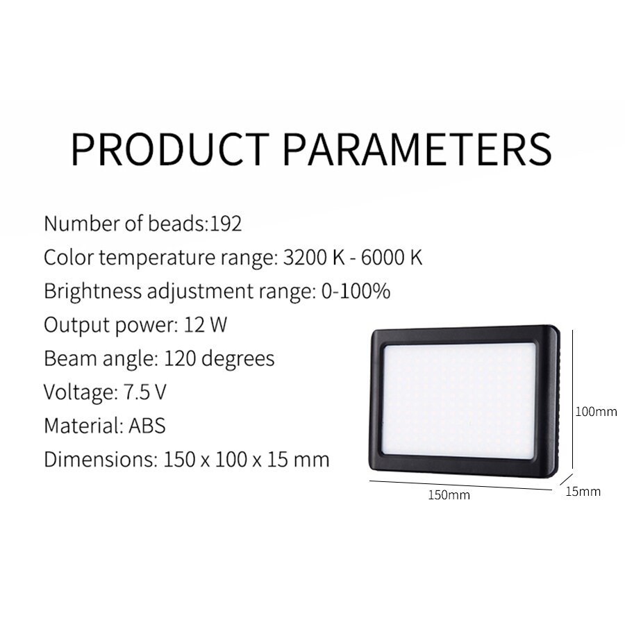 MAMEN PAD192 3200K-5600K LED Fill Light Stepless Dimming For Canon Sony Nikon DSLR Camera Video Photography Light