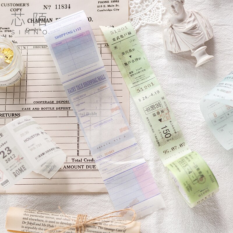 Cinta adhesiva decorativa Retro de la serie Time para viaje, cinta adhesiva para billetes, cinta adhesiva Washi DIY para álbumes de recortes, artículos de papelería con etiquetas