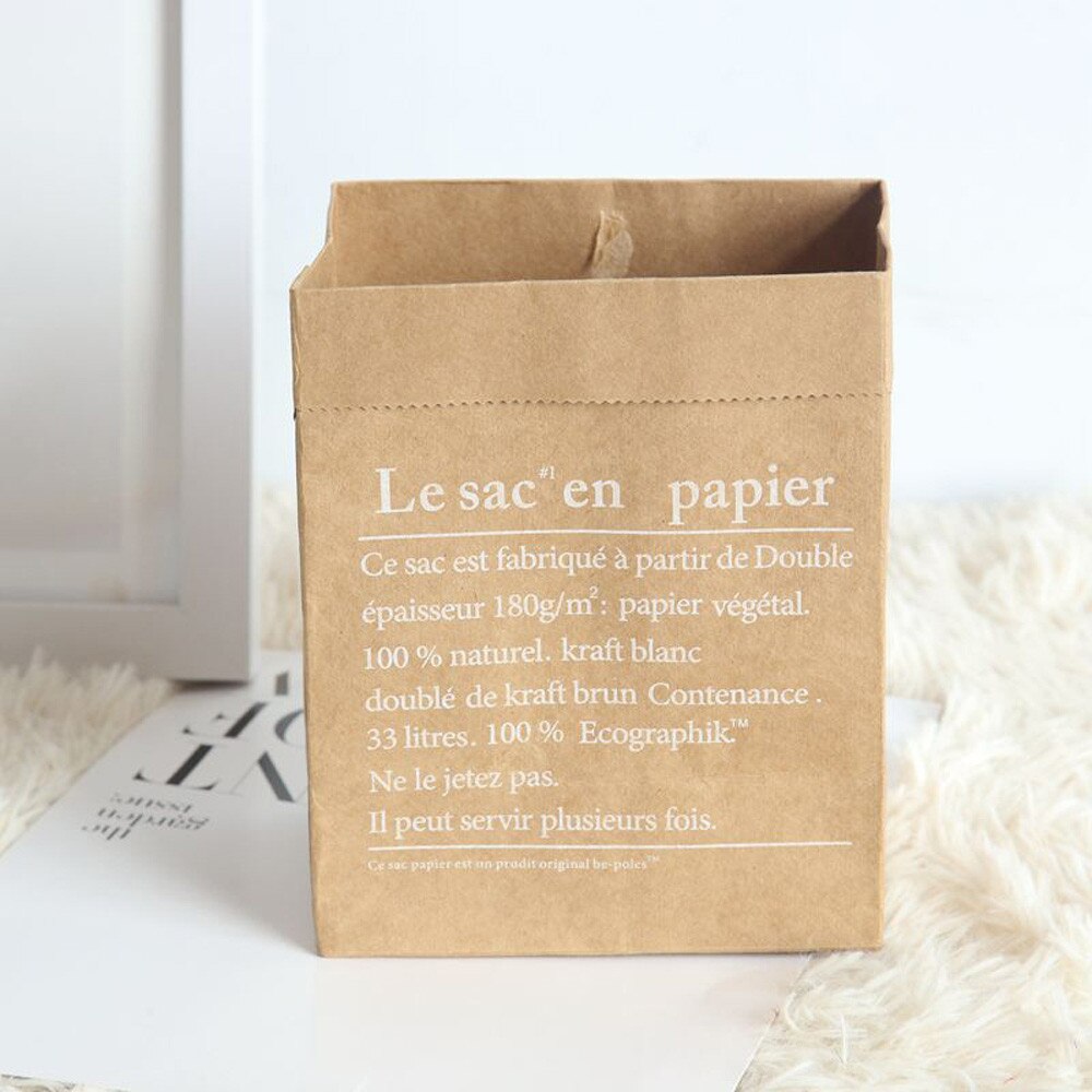 Brown Paper Lunch Bag Reusable Lunch Box Durable Insulated Thermal Kraft Paper Bag Covered A4: A