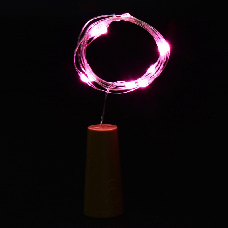 20 ledet lysstrenger 1m 2m sølvtråd krans flaskepropp fe krans til utendørs julefest bryllup år dekor: Rosa / 2m 20 ledet