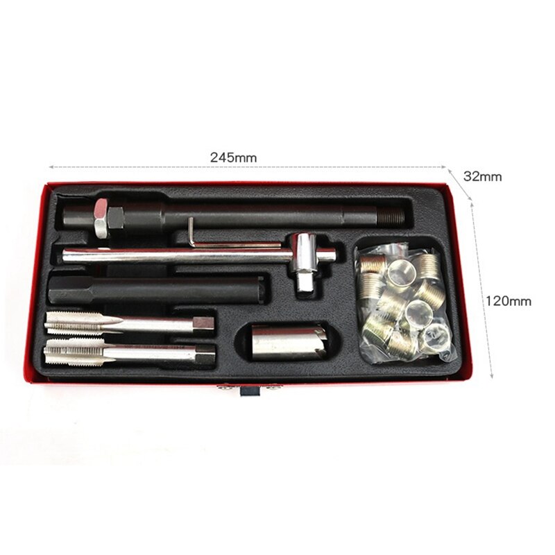 Spark Plug Thread Repair Rethreading Set 14mm Metric - Rethreading Tool Kit - Comprehensive Taps Inserts