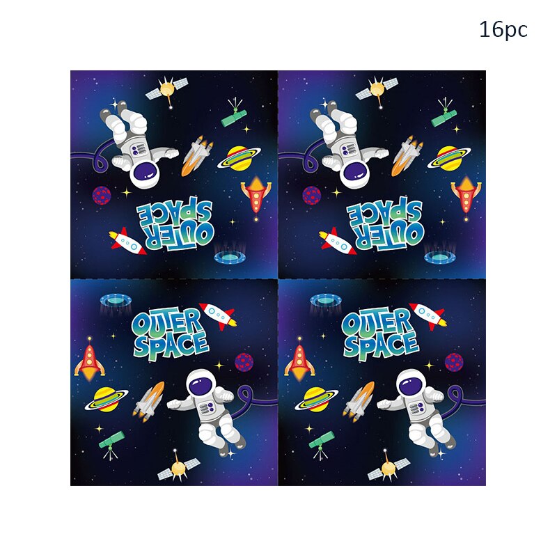 Outer Space Astronaut theme Party Tablecloth Happy Birthday Party Decor for Boys 1st Paper Tray Set Disposable Party Supplies: Red