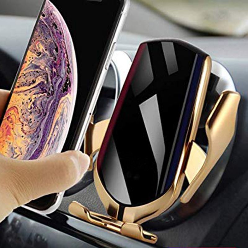 Car Phone Holder 1PCS Automatic Clamping Smart IR Sensor Car Mount Phone Wireless Charger Holder