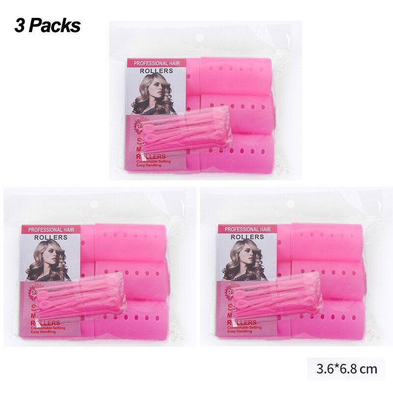 Kit de rouleaux à cheveux en plastique avec épingles à cheveux, 3 paquets/ensemble, 28mm, pour perming froide, barres de bigoudis, pince à Air, pour boucler, 1510: 36mm