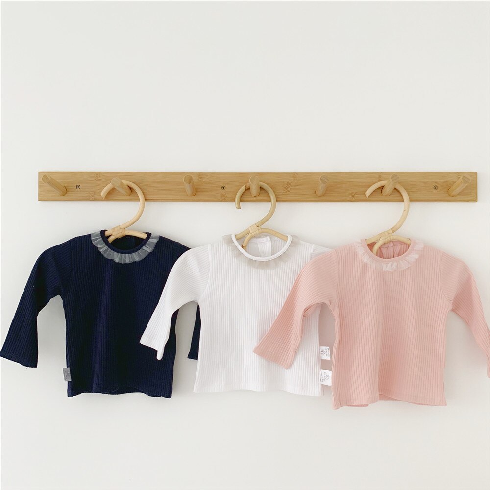 Frühling Herbst baumwolle 3 farben lange hülse mesh T shirts für baby mädchen 0-2 jahre säuglings kinder basis Tops