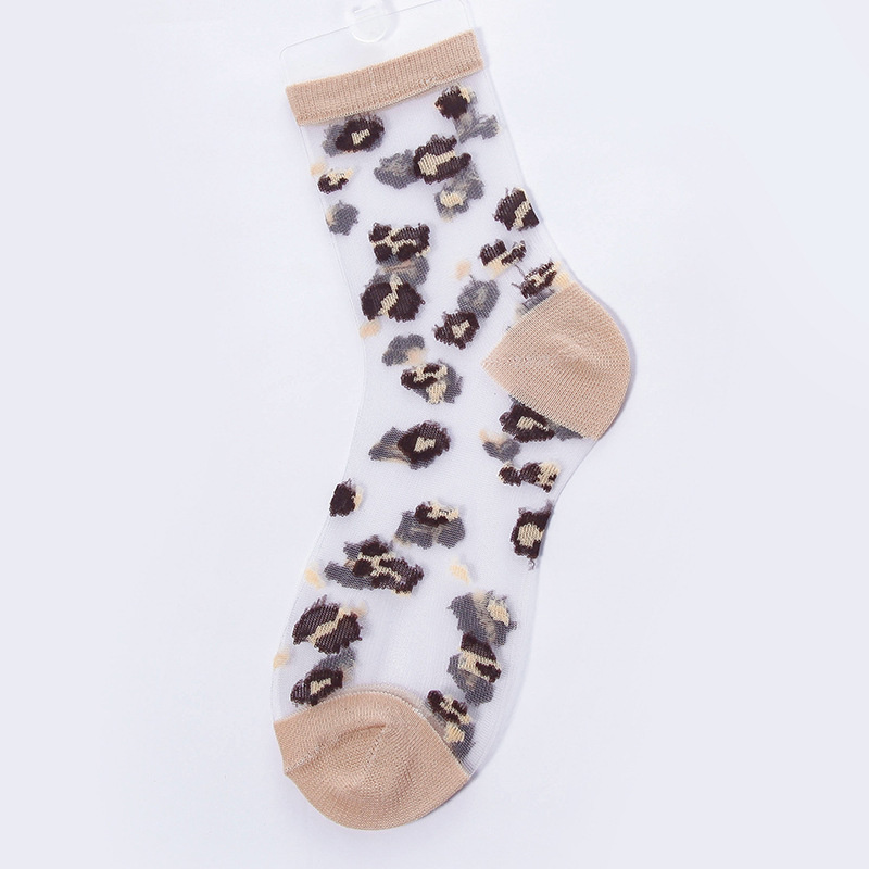 Calcetines sexys de malla de encaje para mujer, medias de rejilla de fibra mixta transparente, elástico, tobillo, hilo de red fino de leopardo, 1 par = 2 uds.