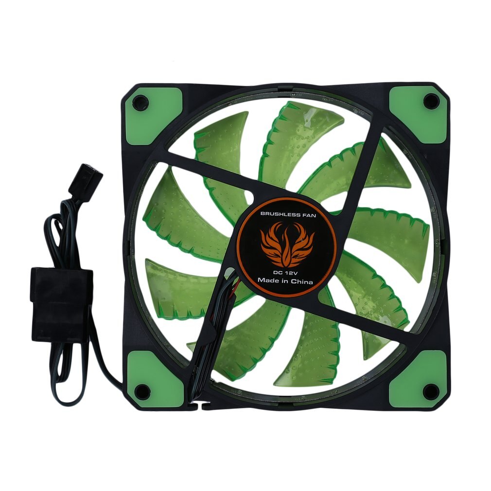 120mm led ultra stille computer pc behuizing ventilator 15 led's 12v met rubberen stille molex connector eenvoudig te installeren ventilator: Groente