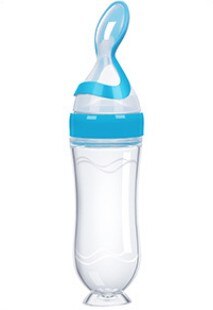 Babyvoedingslepel met stofkap schaalmarkering zuignap ronde bodem lekvrije fles aanvullende voedselfles: A