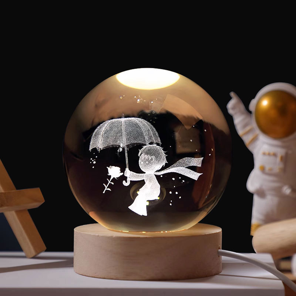 Aesthetic Moon Crystal Sphere Clear Glass Galaxy Globe Night Light Crystal Ball Lamp Desktop Decoration Home Ornament: khaki