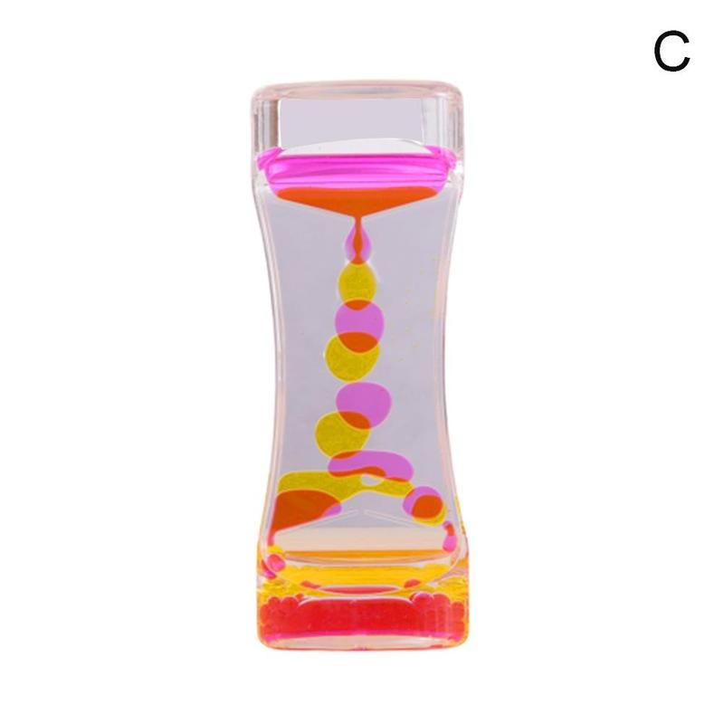Temporizador visual sensorial líquido, juguete sensorial Visual, reloj de arena especial para la sedación del autismo, se necesita movimiento líquido, temporizador visual de vidrio flotante de aceite: C