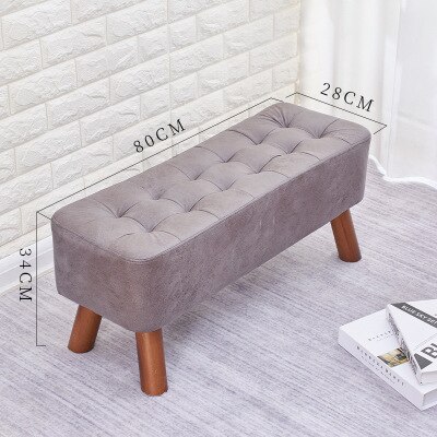 Massief Houten Schoenen Kruk Lange Bank Kruk Houten Lage Kruk Woonkamer Klein Bankje Meubels Accent Stoelen Voor Woonkamer leisure: Long gray