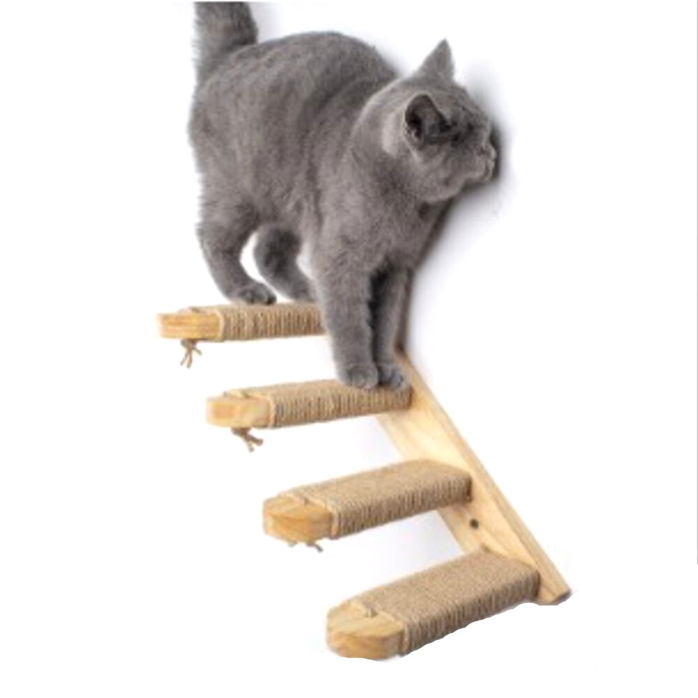 Wall Mounted Cat Climbing Ladder Cat Jumping Platform Frame Pet Furniture Play House Cat Stairs Steps Climbing Shelf Cat Toys