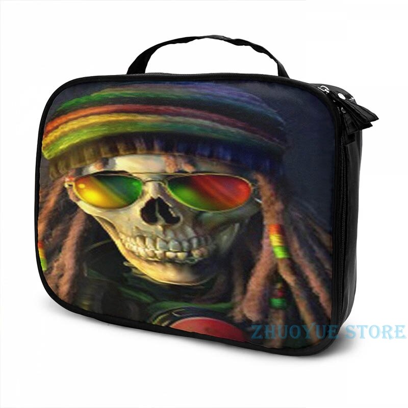 Grappige Grafische Print Rasta Skelet Usb Lading Rugzak Mannen Schooltassen Vrouwen Cosmetische Tas Reizen Laptoptas: Cosmetic bag