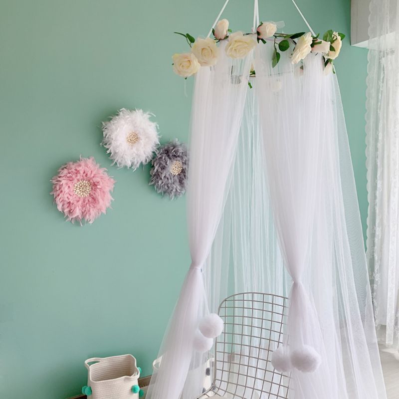 Baby Bed Mosquito Mesh Kids Bedding Round Dome Hanging Bedcover Canopy Curtain Tent Home Decor