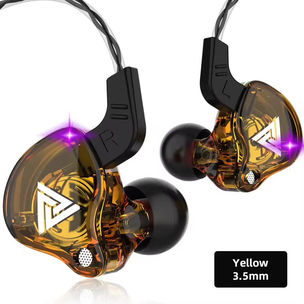 QKZ AK6 Słuchawki douszne 6 Dynamiczny sterownik Słuchawki z mikrofonem stereofoniczny Sportowy zestaw słuchawkowy HiFi Subwoofer monitor Słuchawki douszne robić iPhone'a: zielony