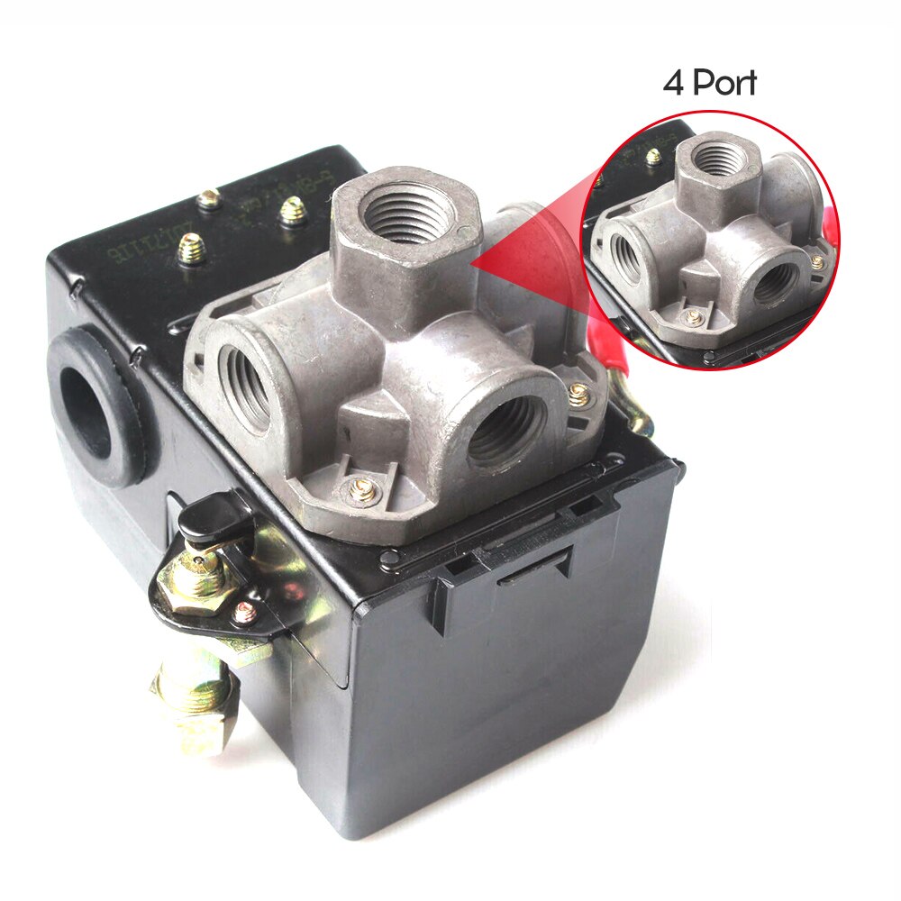 Air Compressor Pressure Switch Control Valve 120PSI 4 Port Unloader On/Off Lever Pressure Control