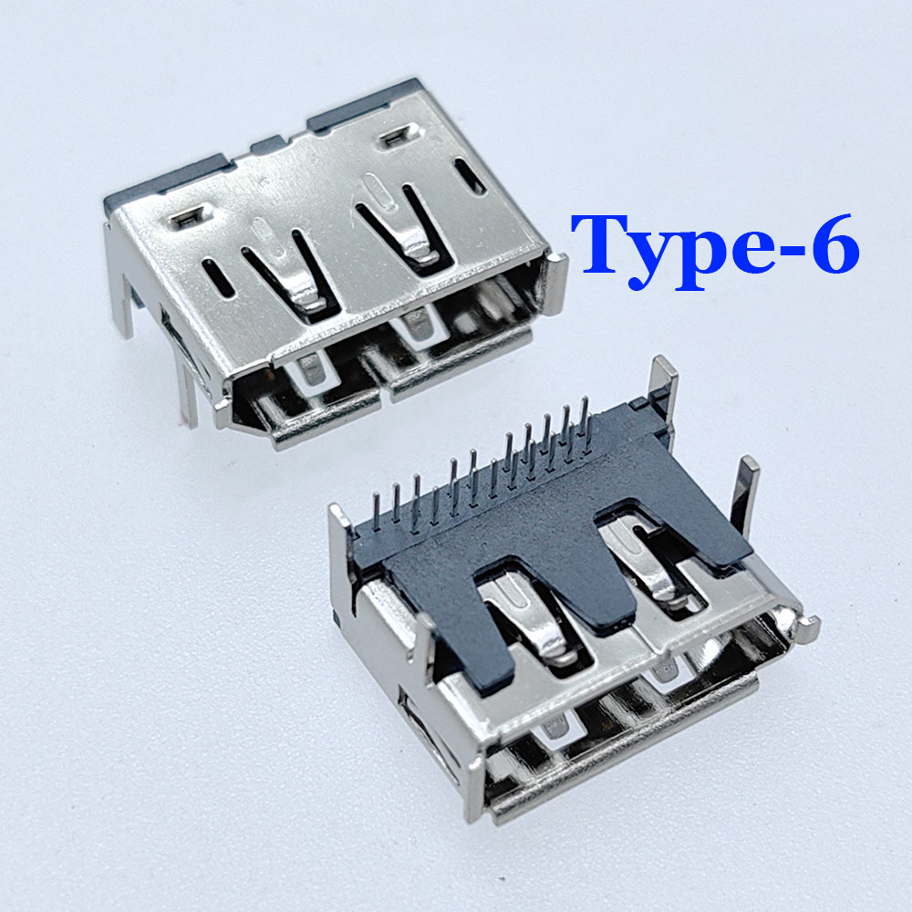 Connecteur petde prise SMD femelle HDMI, prise de port d'affichage, résistant à 90, partenaires de trou de vis, trous de vis, 20 broches: Marron / 5-9 Pcs