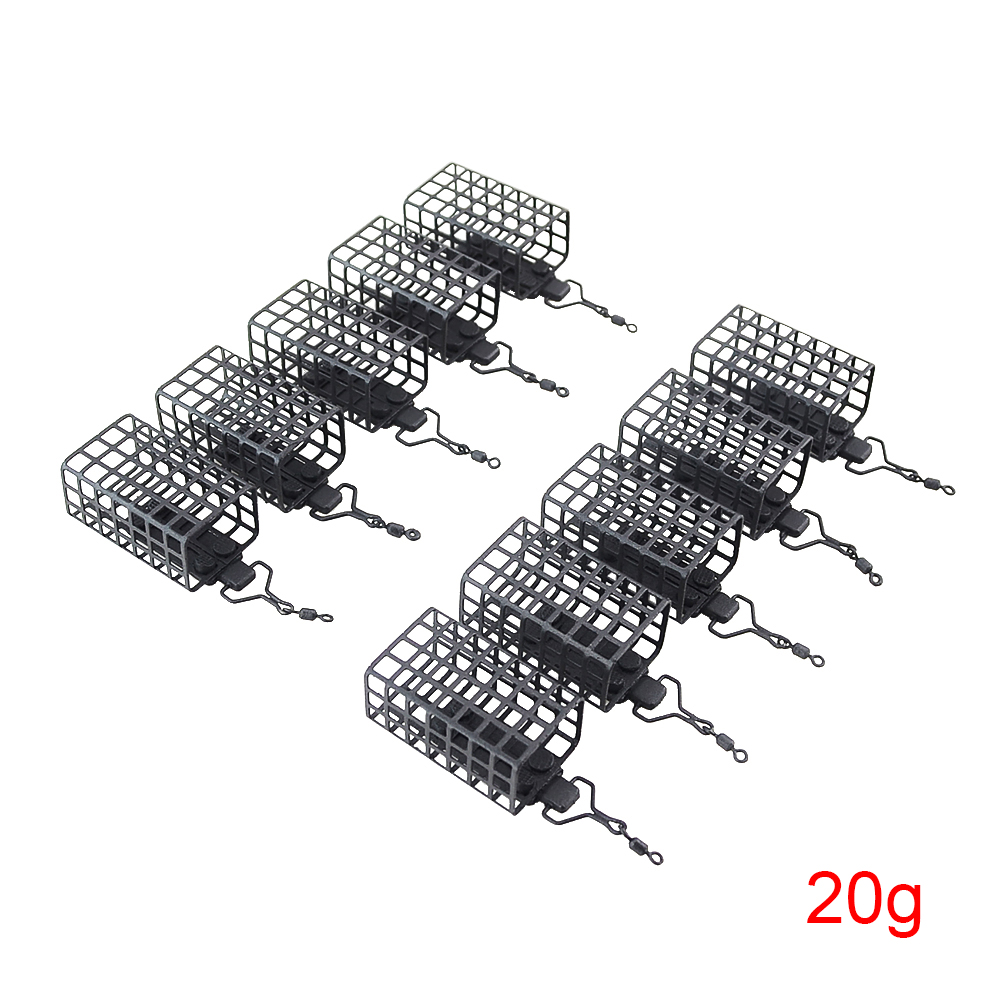 10x wędkarski podajnik klatka okrągły kwadrat dla karpia gruby mecz Barbel metalowe podajniki 20g 30g 40g 50g 60g: Złote
