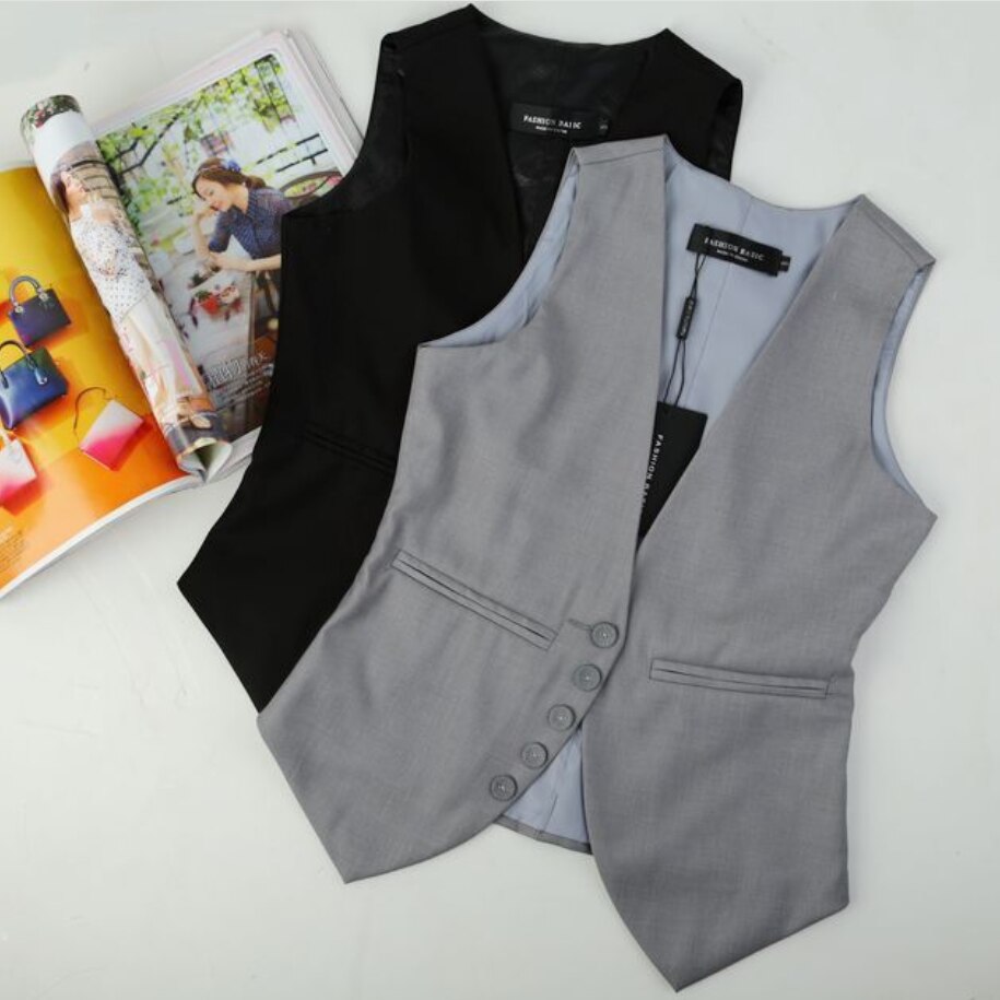 Plus størrelse 4xl ! single breasted karriere dame vest v-hals jakker til kvinder slim vest frakke