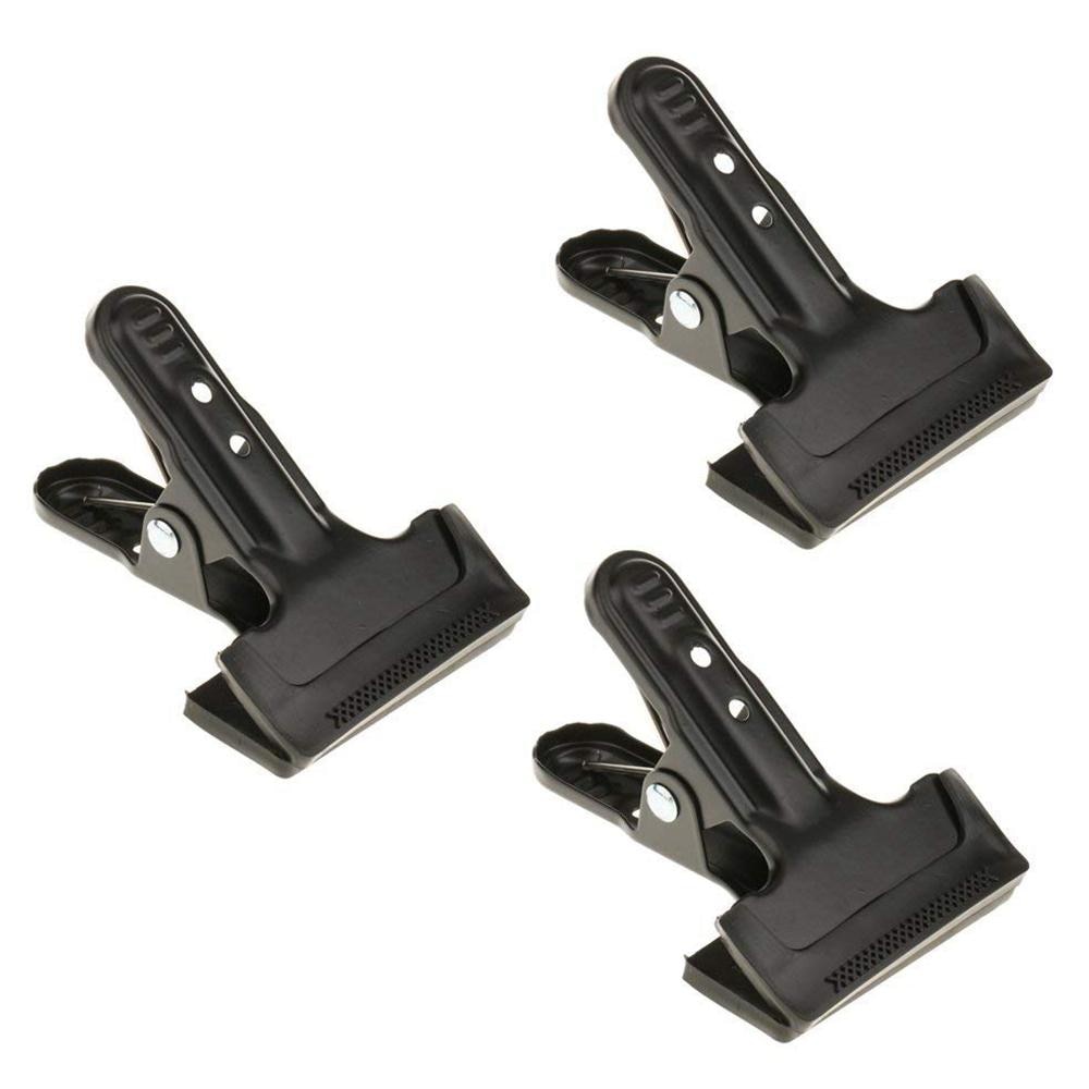 3x robuste federklammern für fotohintergrund, stoff, papier, bildschirm, clips, metallgehäuse mit gummischutzhülle