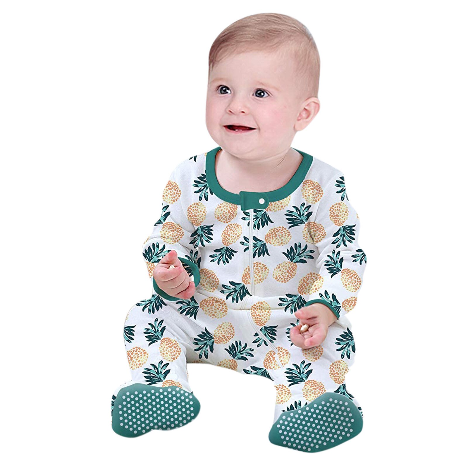 Voor Pasgeborenen Baby Romper Baby Baby Jongens Meisjes Ananas Print Pyjama Sleeper Betaalde Zip Romper Jumpsuit Kleding Ropa Niña: 0-3 M