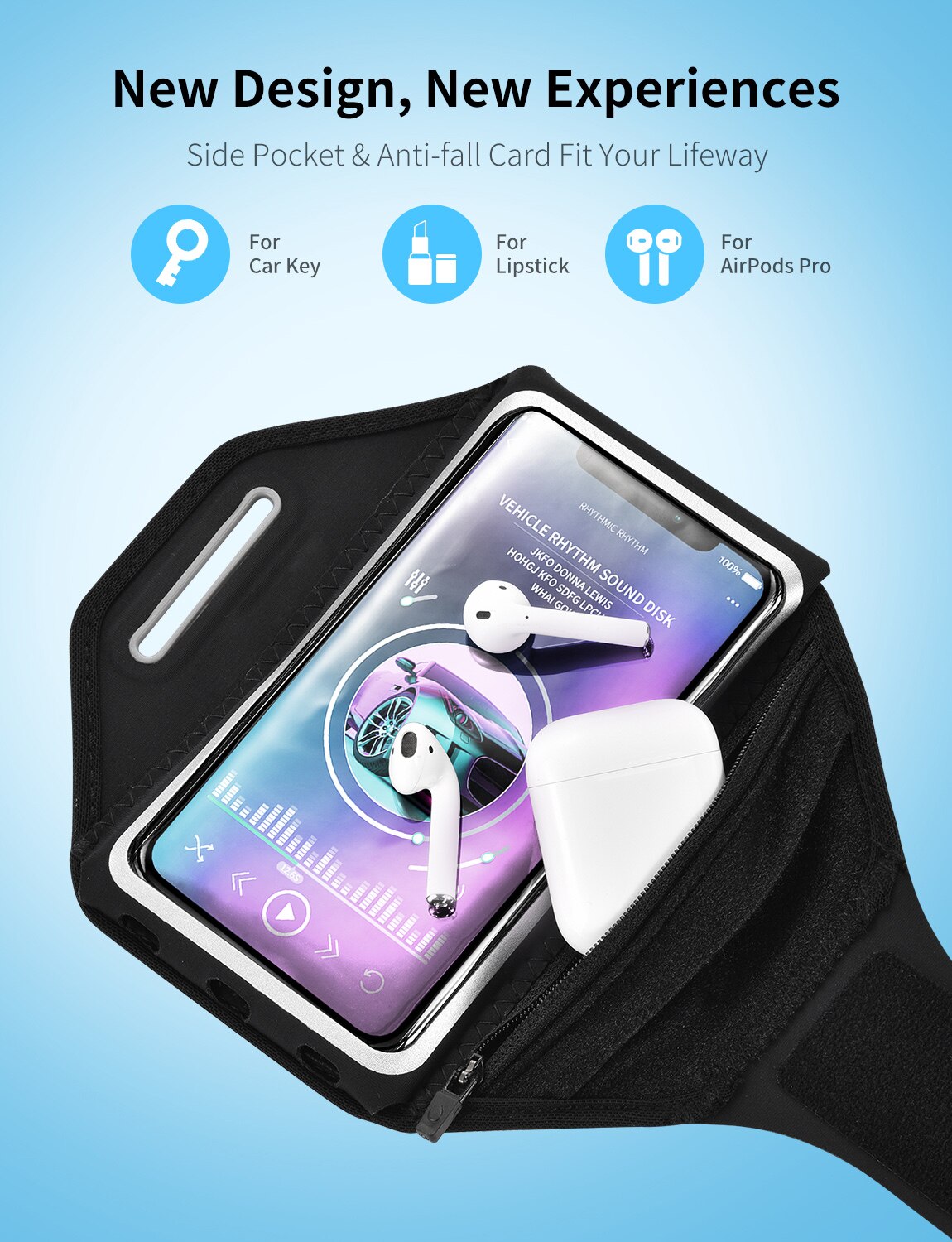 Mpow – brassard de téléphone universel PA195, 6.2 pouces, avec sac pour écouteurs, support de téléphone, sport, pour iPhone 12/11/XR
