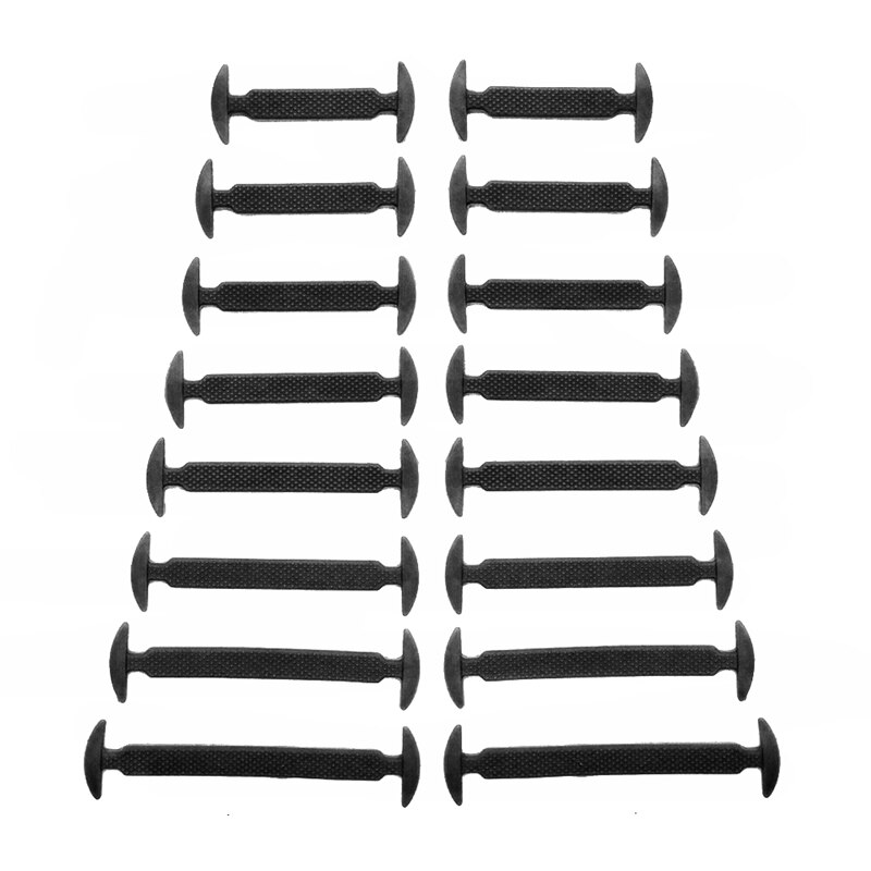 16 Stks/partij Schoenen Accessoires Geen Tie Schoenveters Unisex Elastische Siliconen Schoenveters Rubber Schoenveter: Black