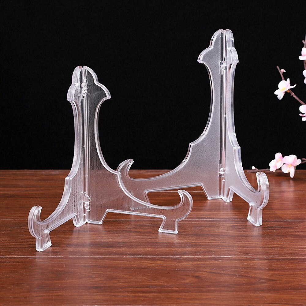 Caballete de plástico para decoración del hogar, soporte de placa para fotos de bodas, marco de exhibición, estante de exhibición, Pedestal