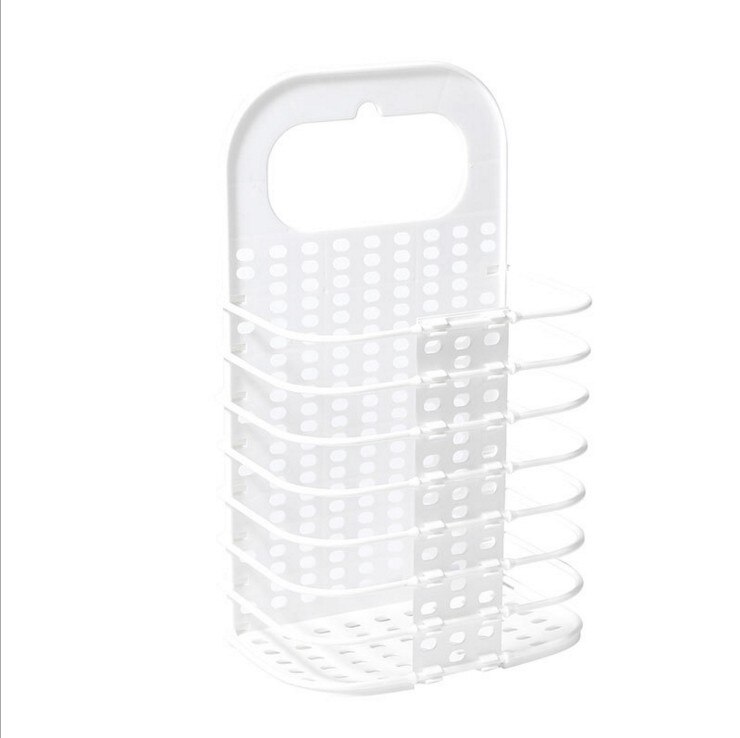 Cesta de almacenamiento de ropa sucia, cesta Flexible y plegable de PP montada en la pared, organizador de artículos diversos para el hogar: Small-White