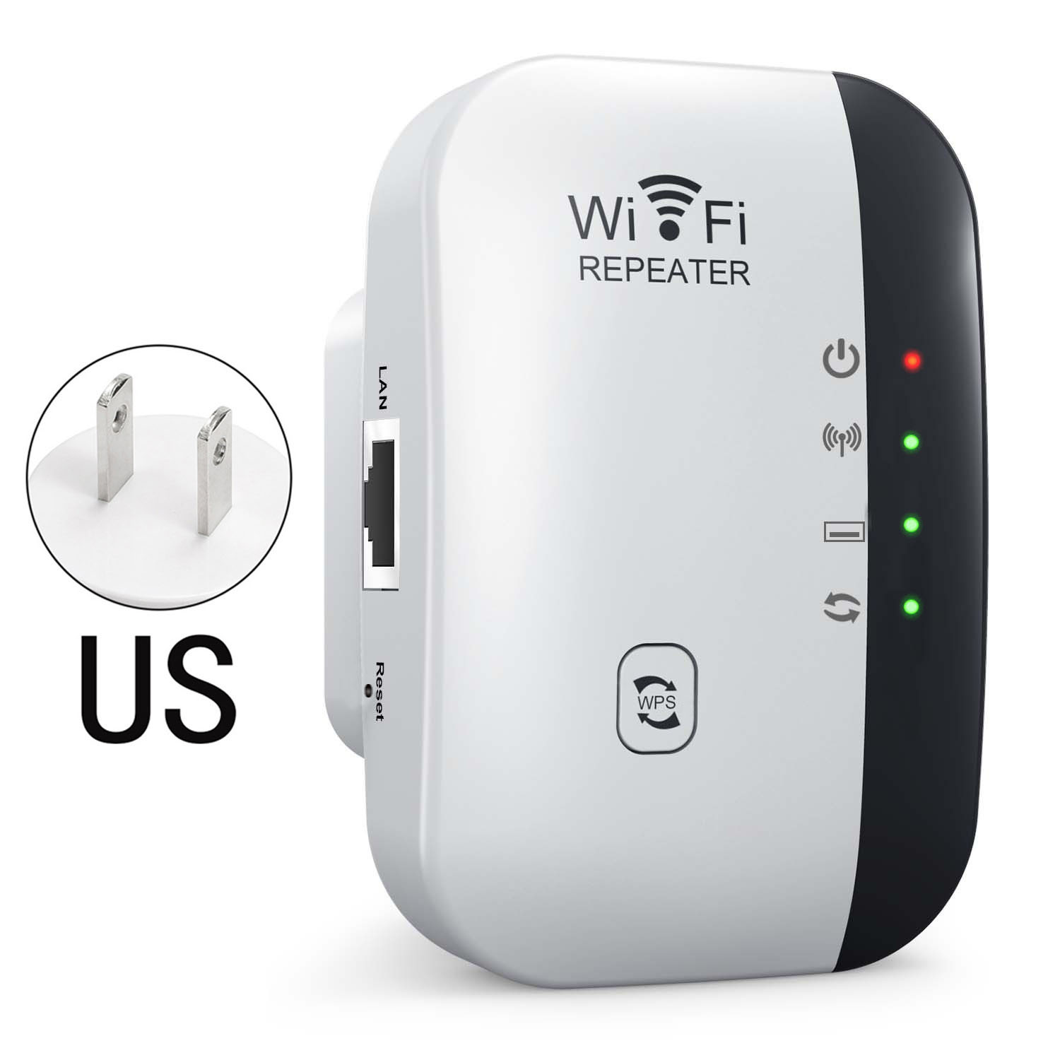 Wifi Repeater Drahtloser Signalverstärker Erweiterter Netzwerkverstärker EU US Home Router 300 m Durch die Wand Schlafzimmer Empfangen Sie sich Umzug: WHITE