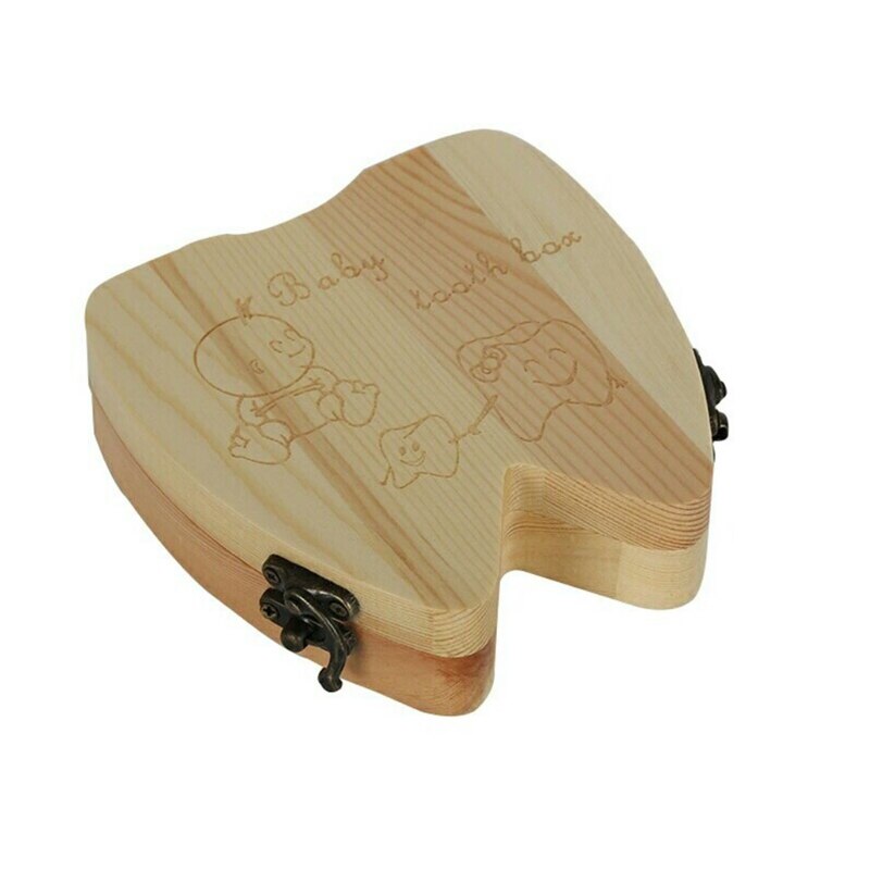 Baby Tooth Storage Box Wooden Milk Teeth Memory Organizer Keepsake Box for Children Boys Girls Souvenirs G99C